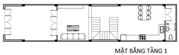 Mặt bằng tầng 1 - Thiết kế nhà ống 3 tàng hiện đại 4x16m